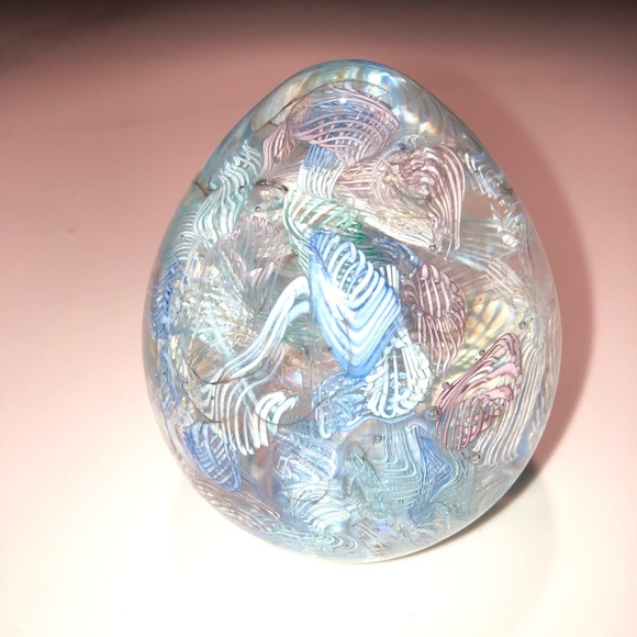 Other - Beautiful blue and tan glass egg like new